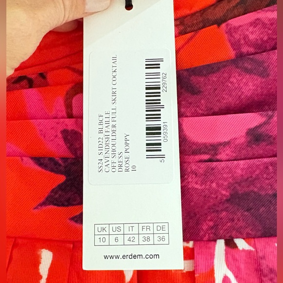 ERDEM Strapless Red and Purple Dress - Picture 3 of 8